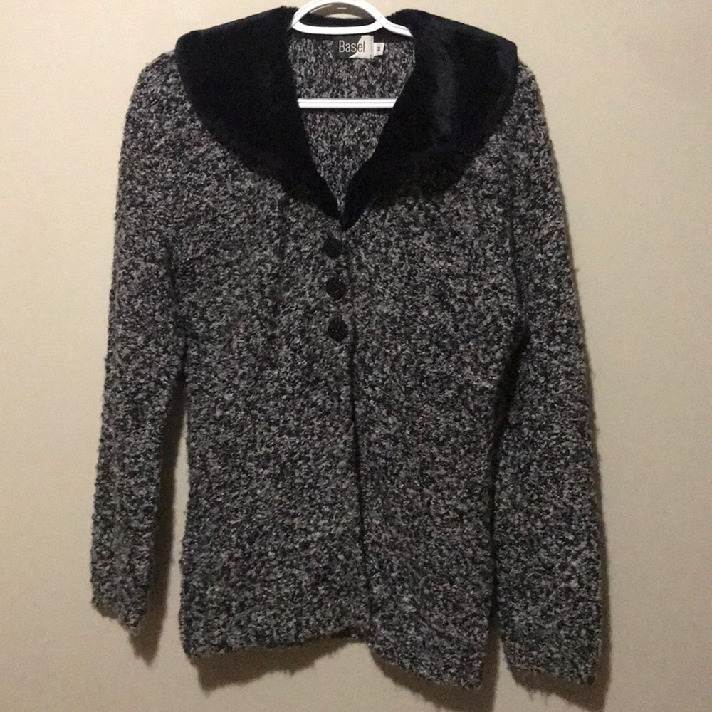 Basel black and white cardigan